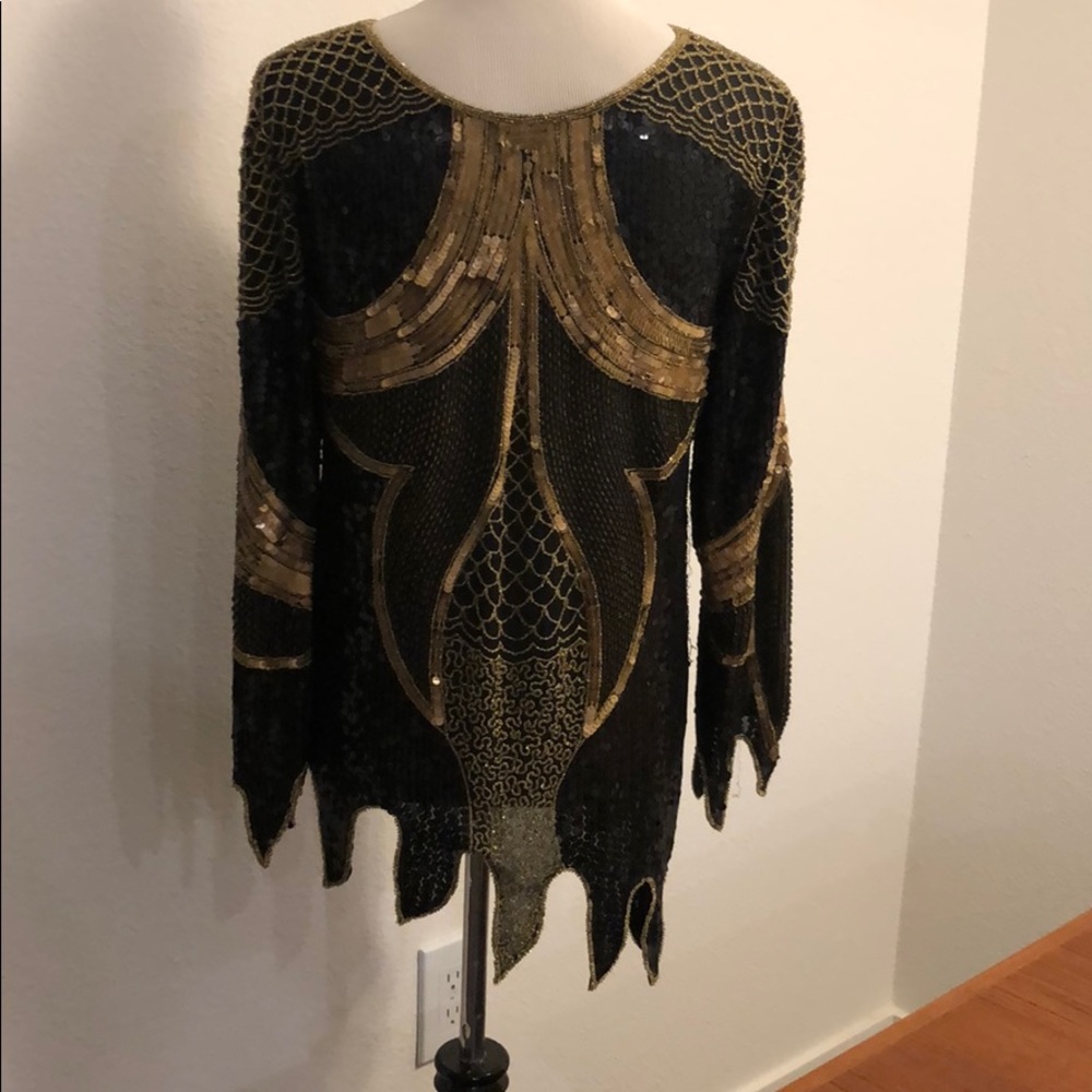 VINTAGE HAND BEADED Long Sleeve Top |  Gatsby Feel - Picture 5 of 8